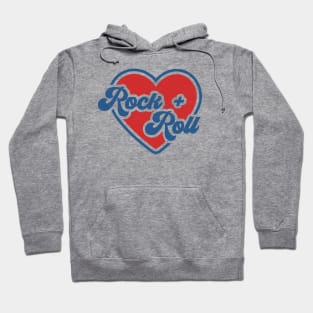 I Love Rock and Roll: Red Heart with Groovy Blue Text for Music Lovers Hoodie